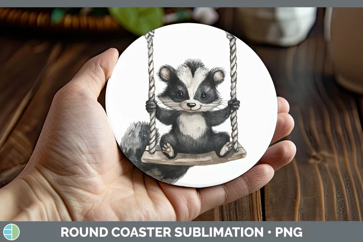 Swinging Skunk Round Coaster Sublimation Coaster Designs