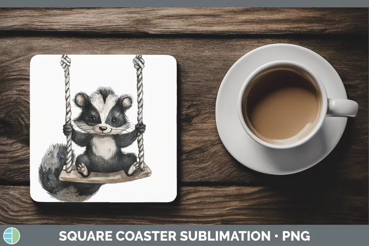Swinging Skunk Square Coaster Sublimation Coaster Designs