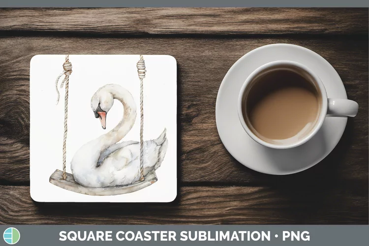 Swinging Swan Square Coaster Sublimation Coaster Designs