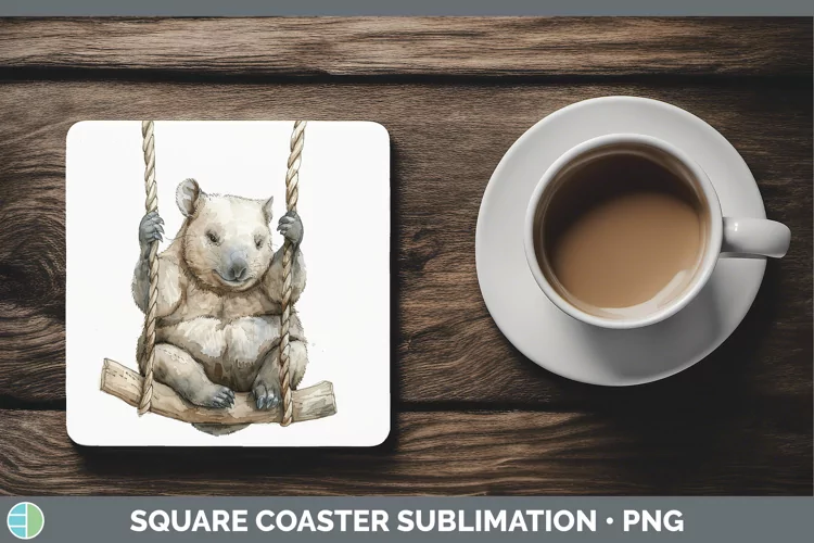 Swinging Wombat Square Coaster Sublimation Coaster Designs