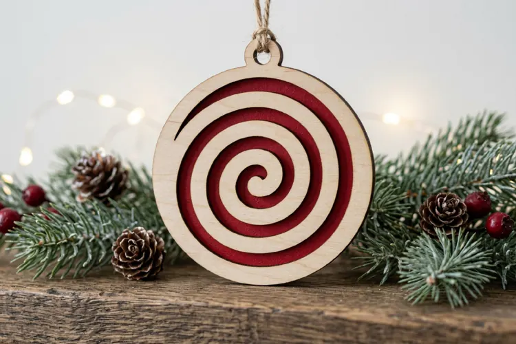 Swirl Christmas Ornament SVG Laser Cut Design File