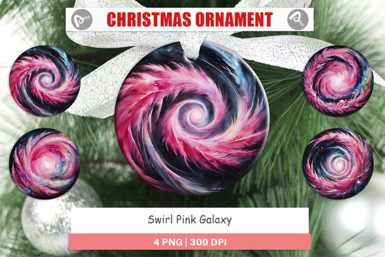Christmas Ornaments Swirl Pink Galaxy