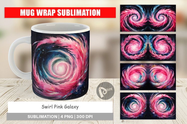 Mug Wrap Design Swirl Pink Galaxy