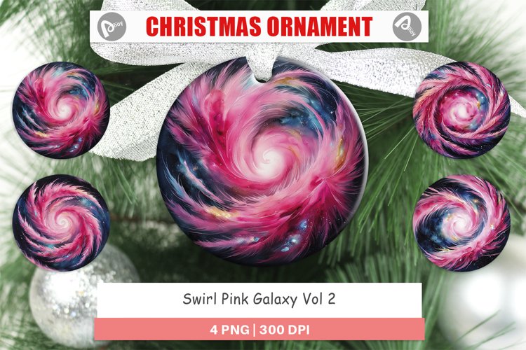 Christmas Ornaments Swirl Pink Galaxy