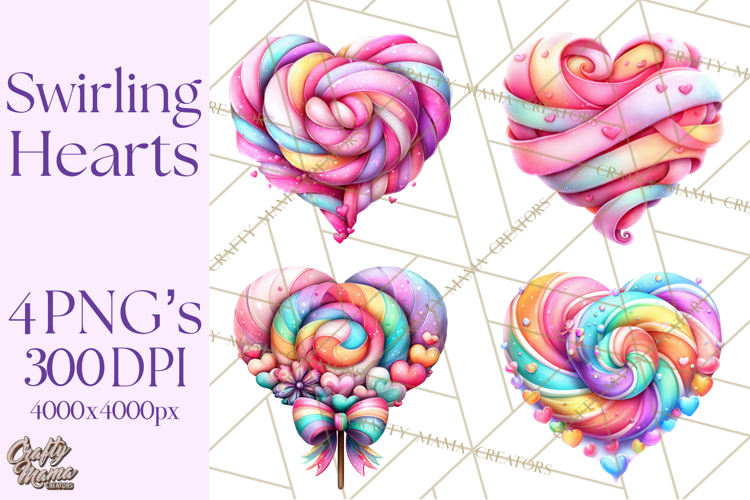 Swirling Valentine Hearts Continuous Line Art Pink Heart