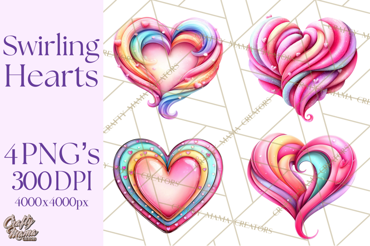 Swirling Valentine Hearts Continuous Line Art Pink Heart