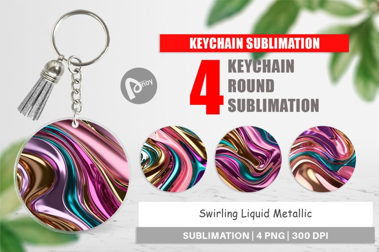 Keychain Swirling Liquid Metallic