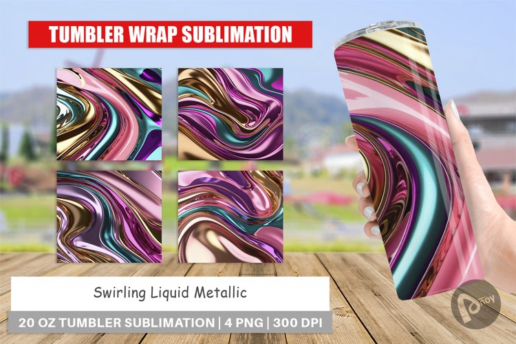 Tumbler Wrap Swirling Liquid Metallic