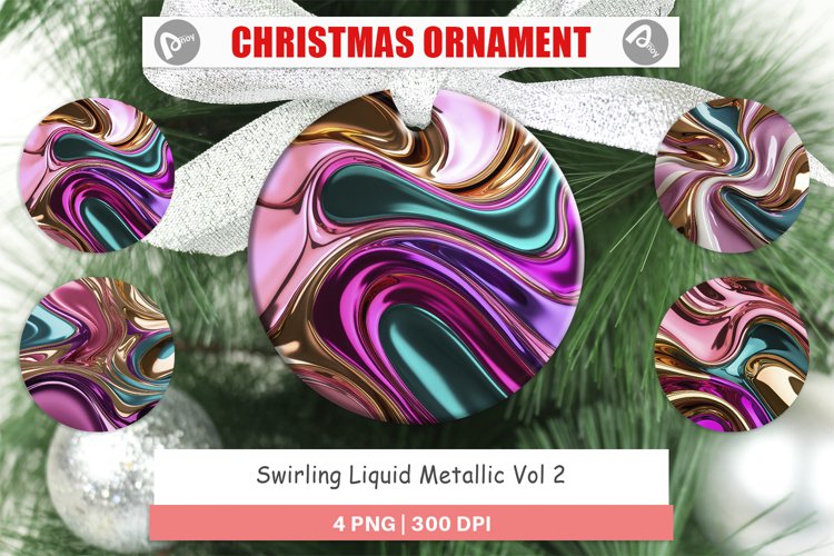 Christmas Ornaments Swirling Liquid Metallic