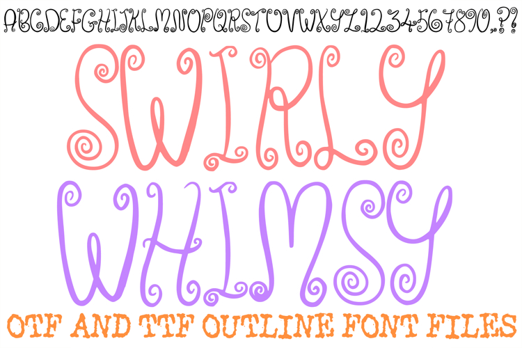 Swirly Whimsy Font Doodle Lettering Curly Type ABC OTF