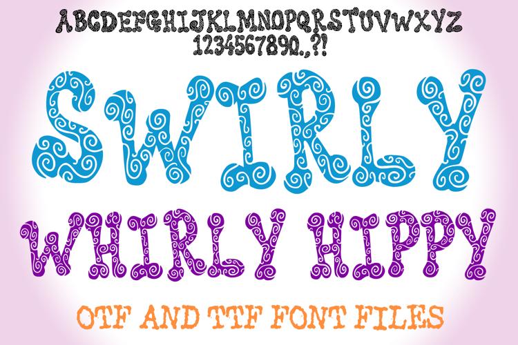 Swirly Whirly Hippy Lettering ABC Font Typeface Alphabet OTF