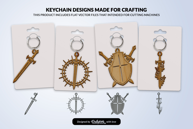 Medieval Sword Keychain SVG 4 in 1