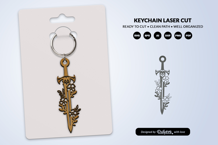 Medieval Sword Keychain SVG