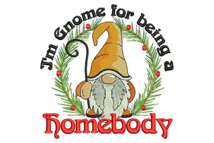 Gnome for being a Homebody Embroidery Design example image 1