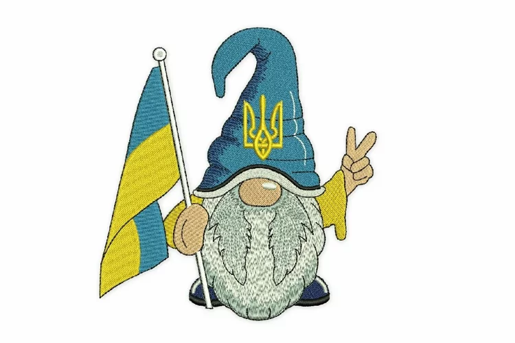 Ukrainian Embroidery Design, Peace Gnome Embroidery Design