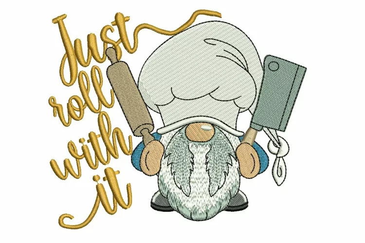 Just Roll with it Embroidery Design, Gnome Embroidery Design