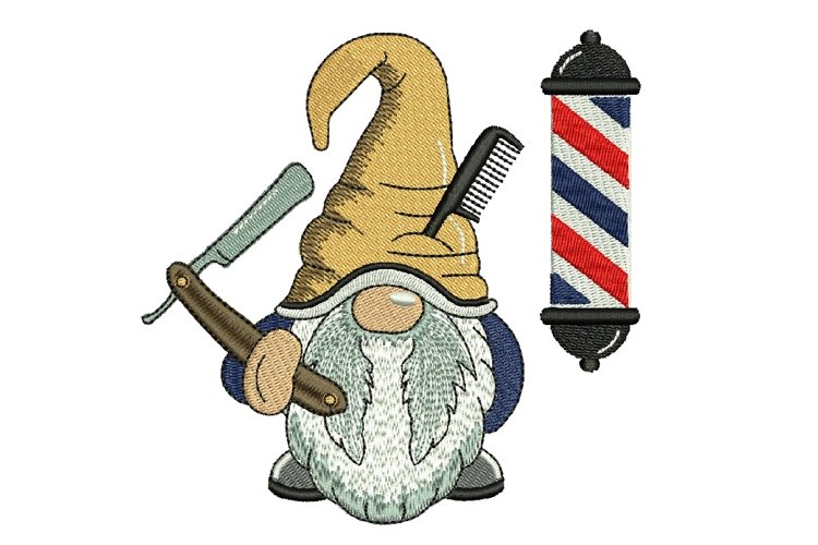Barber Gnome Embroidery Design