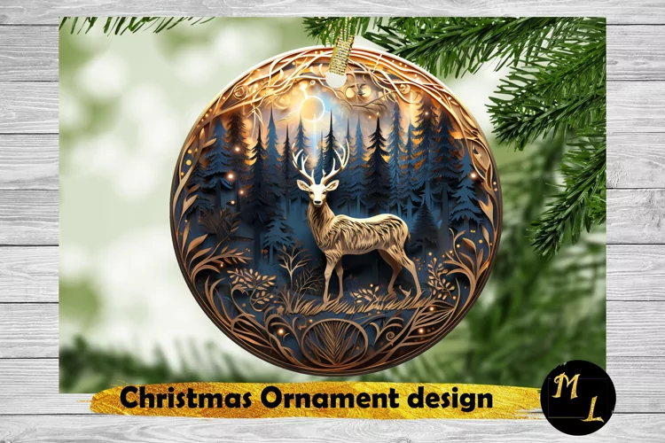 Deer Christmas Ornament,Ornament Sublimation design