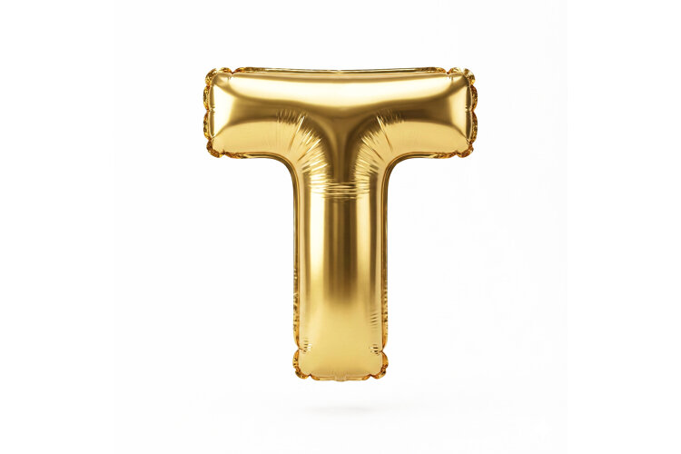 Golden Metallic Letter T Foil Balloon Party Decoration example image 1