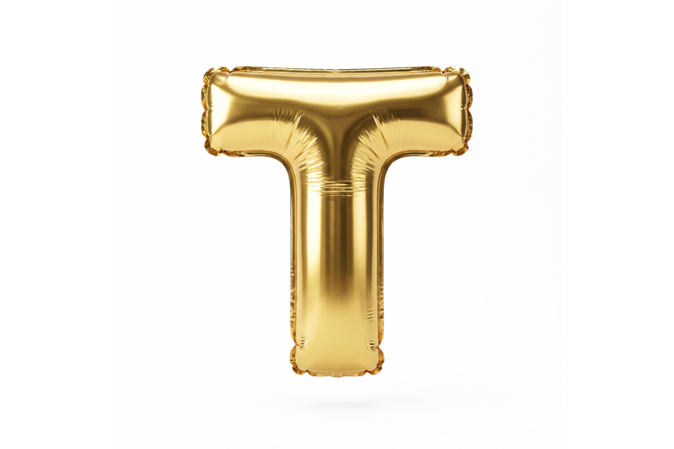 Golden Metallic Letter T Foil Balloon Party Decoration