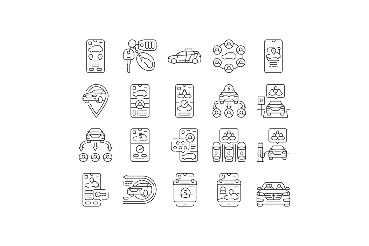 car share service transport icons set vector