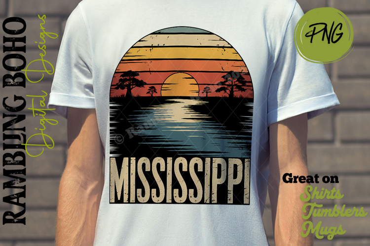 Mississippi River Retro Vintage Sunset