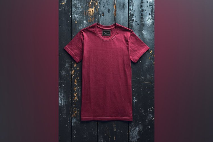 burgundy T Shirt Logo Branding Mockup example image 1