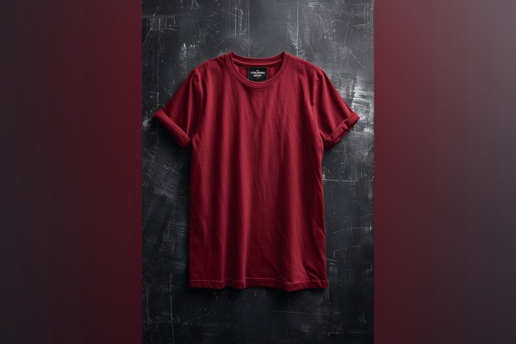 burgundy T Shirt Logo Branding Mockup example image 1