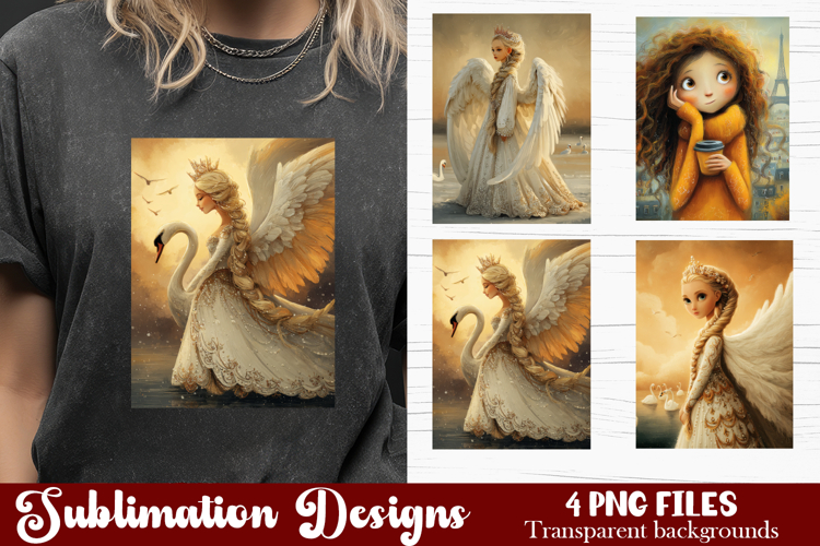 Trendy girl PNG , Retro 4 Designs Sublimation T-shirt