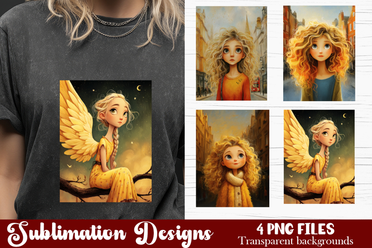 Trendy girl PNG , Retro 4 Designs Sublimation T-shirt