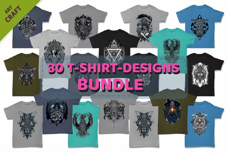 T-Shirt-designs. 30 Mystic fantasy patterns.
