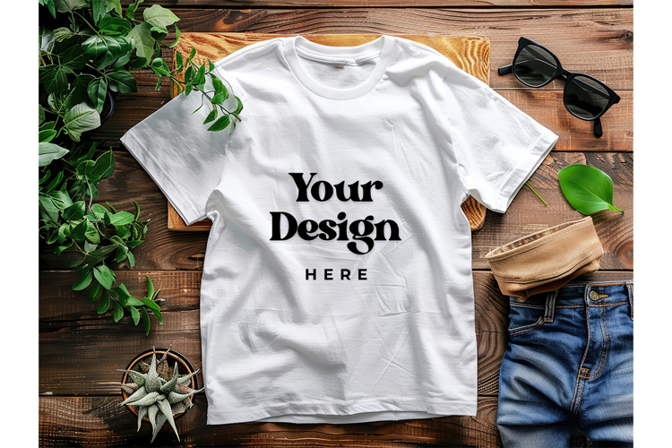 White T-shirt Mockups Bella and Canvas Top View Mockups_10