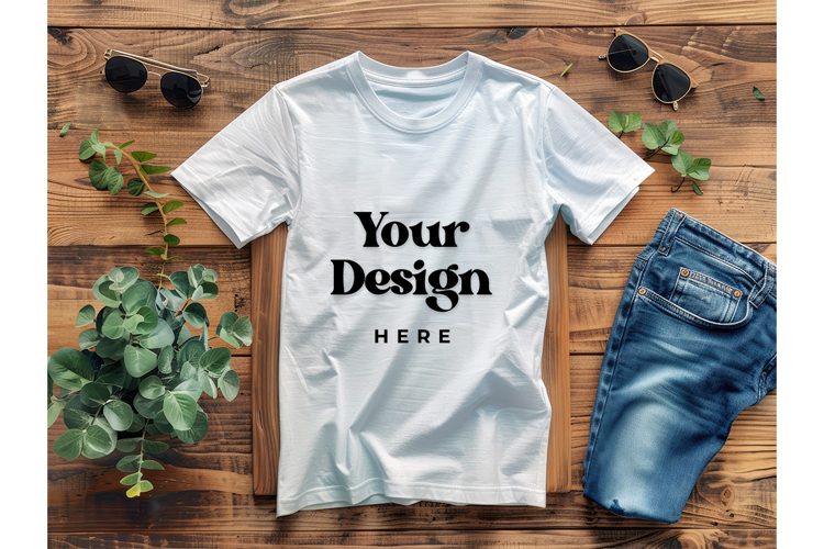 White T-shirt Mockups Bella and Canvas Top View Mockups_11