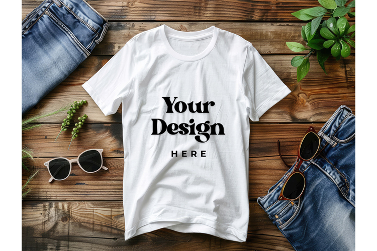 White T-shirt Mockups Bella and Canvas Top View Mockups_12