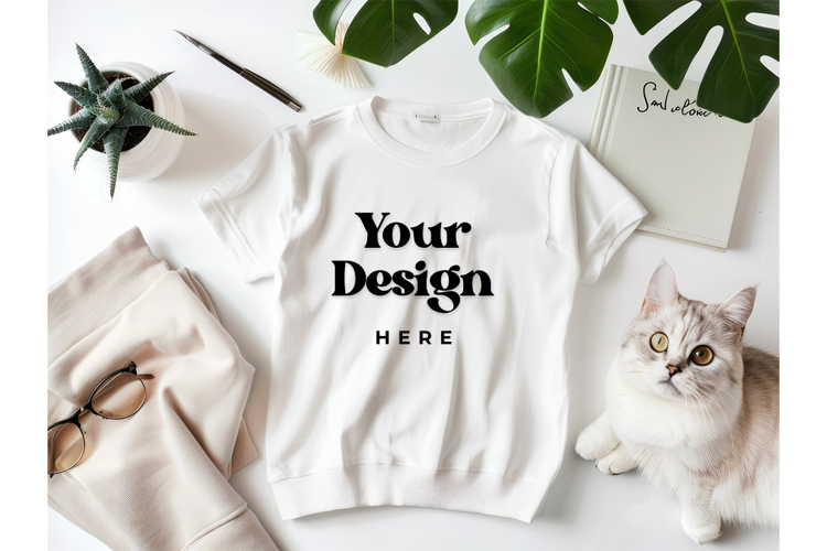 White T-shirt Mockups Bella and Canvas Top View Mockups_13