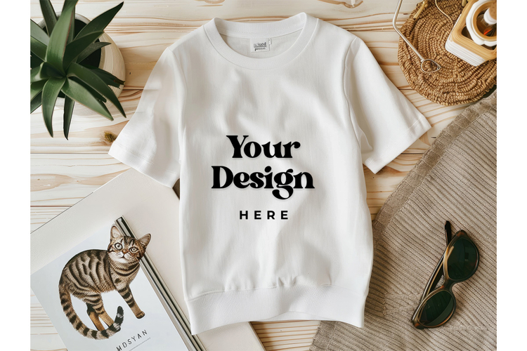 White T-shirt Mockups Bella and Canvas Top View Mockups_15