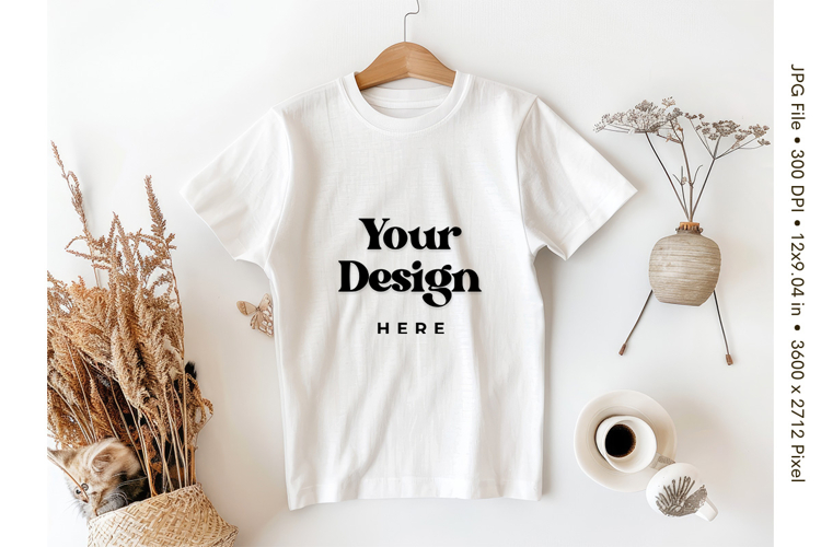 White T-shirt Mockups Bella and Canvas Top View Mockups_37