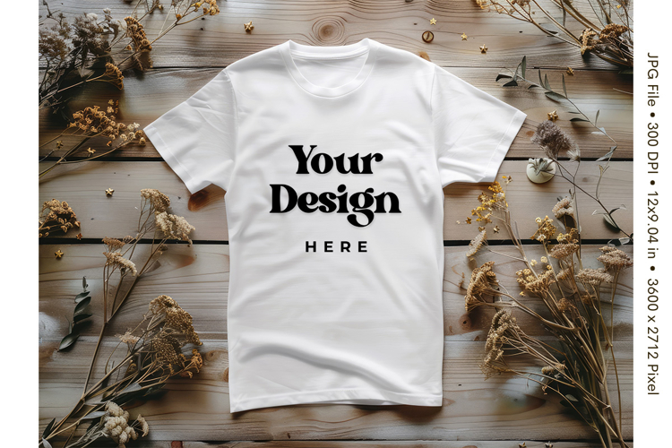White T-shirt Mockups Bella and Canvas Top View Mockups_4