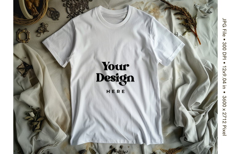 White T-shirt Mockups Bella and Canvas Top View Mockups_41