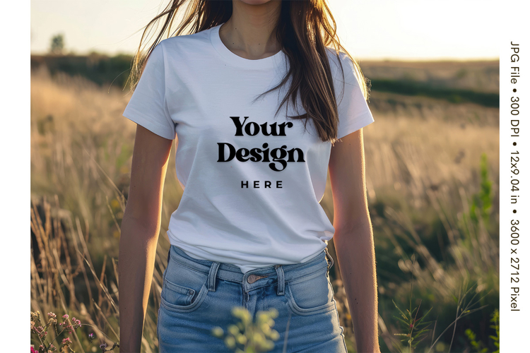 White T-shirt Mockups Bella and Canvas Top View Mockups_44