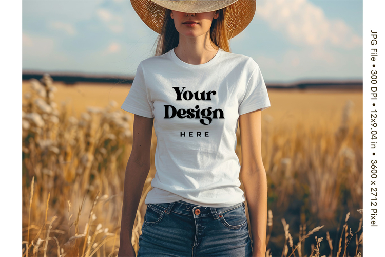 White T-shirt Mockups Bella and Canvas Model Mockups_46