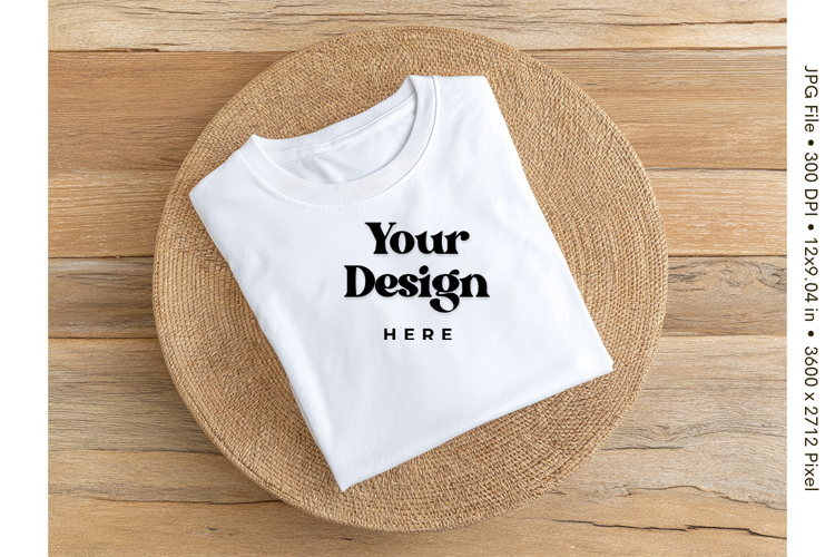 White T-shirt Mockups Bella and Canvas Top View Mockups_50
