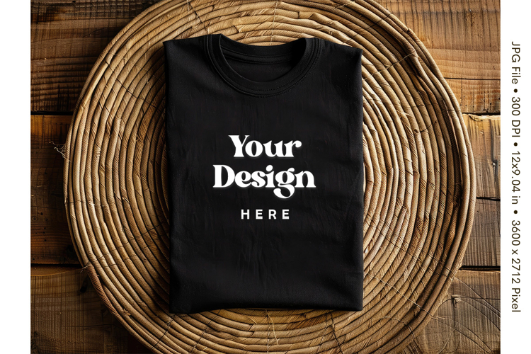 Black T-shirt Mockups Bella and Canvas Top View Mockups