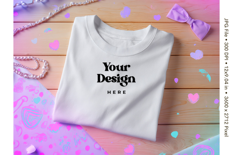 White T-shirt Mockups Bella and Canvas Top View Mockups_58
