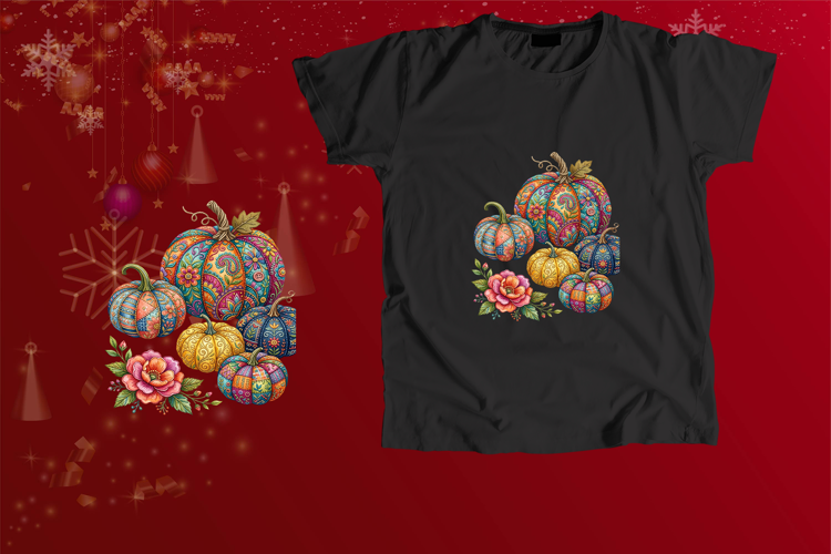 Boho Paisley Pumpkin Fall Harvest Floral PNG Clipart