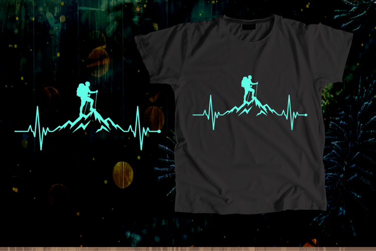 Hiking Heartbeat EKG Mountain Decal Art
