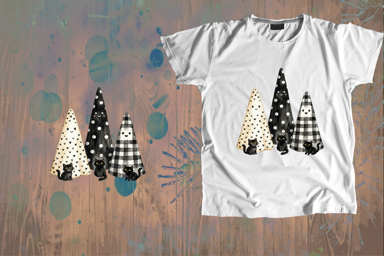 Spooky Cute Ghost Trees Black Cats Sublimation
