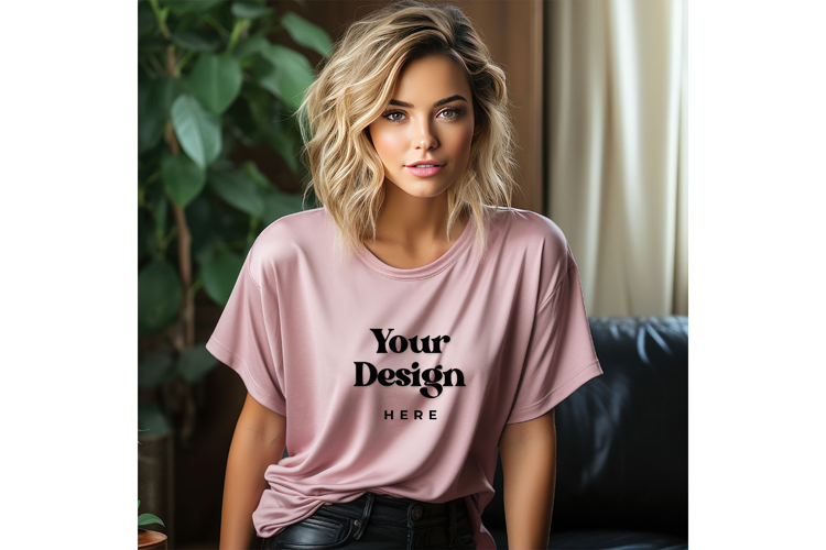 Pink T-shirt Mockups Bella and Canvas Top View Mockups_15