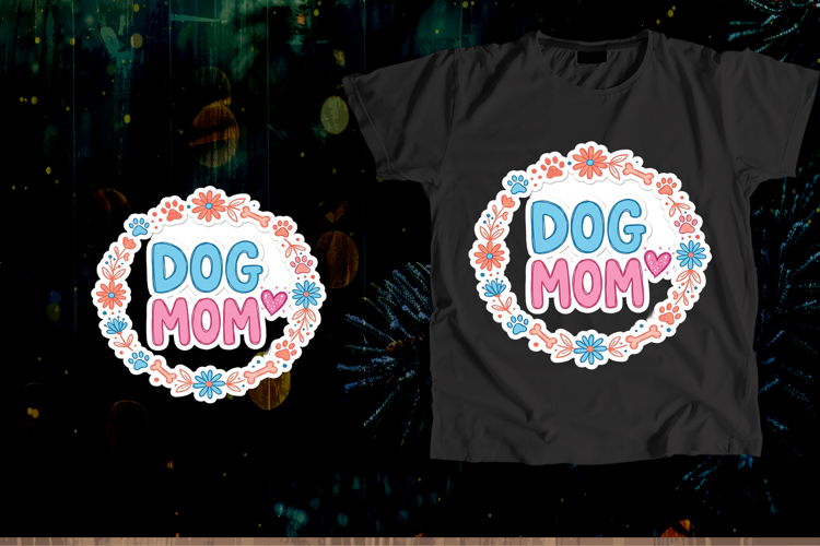 Cute Dog Mom Floral Doodle Art