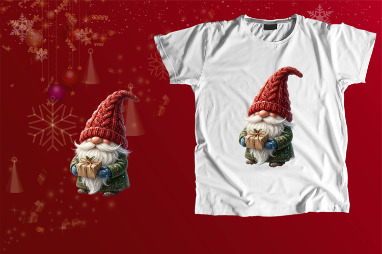Cute Christmas Gnome Holding Gift PNG
